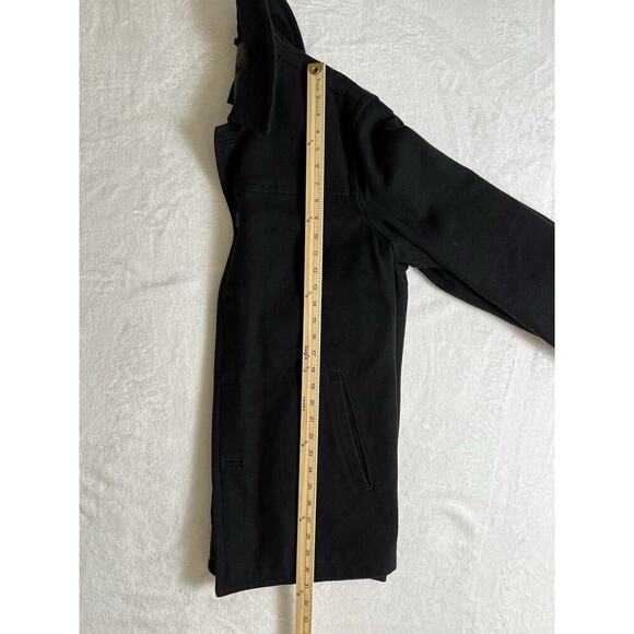 J Crew Men’s Wool Blend Coat Size S Black Lined Warm Heavy Timeless Minimalist - Picture 6 of 9